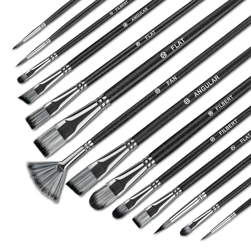 Paint Brushes 14PCS Set - Bougimal Professional Wood Paint Brush for Acrylic/Watercolor/Oil Painting, Kids & Adults Detailing Brush - Art Supplies Great for Canvas, Fabric, Rock, Face Painting