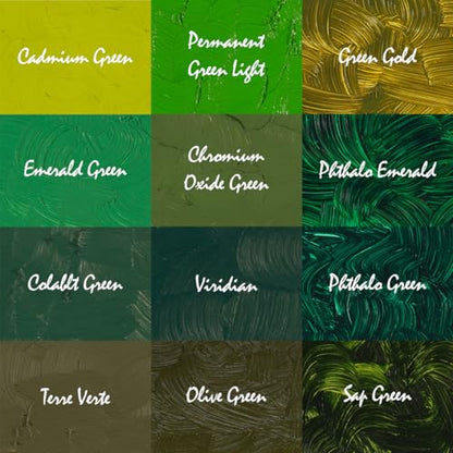 Gamblin Artist Oil Paint Set For Professionals - GREEN SET - 37ml Tubes - color: Green
