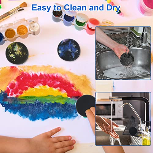 Paint Sponge Applicator 3Pcs, Boyistar Black Detail Painting Sponge for Car Waxing, Wall Repairing Kitchen Cleaning with Storage Mesh Bag (Black) - color: Black