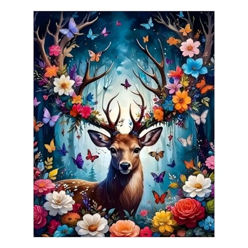 Reivworl Deer Paint by Numbers Kit for Adults Beginner, 16" Wx20 L Deer Paint by Number for Adult, Acrylic Painting Kits with Canvas for Gifts and Wall Decor - color: 21-Deer, size: Without Frame