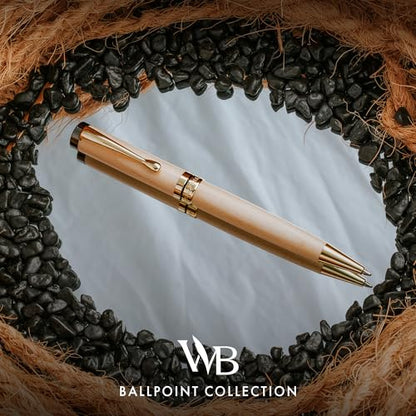 Wordsworth and Black Ballpoint Pen Set - Stunning Luxury Pen Bamboo Maplewood Gold Finish, Refillable, Best Ball Pen for Men & Women, Black Ink Refill, Elegant, Point Pen - color: Maple Wood