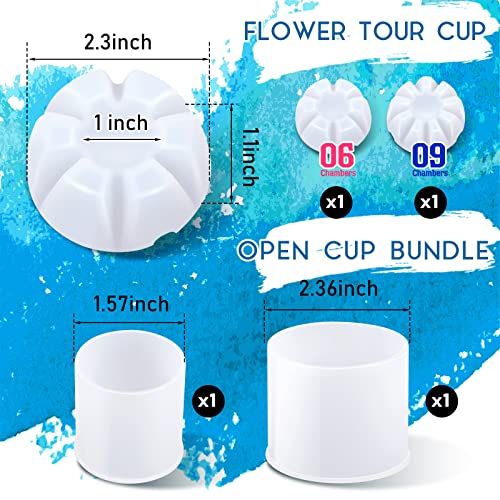 Baderke 7 Pcs Paint Pouring Supplies Multi Channel Split Cups for Paint Pouring Acrylic Flower Open Tool Supplies for Fluid Art DIY Making Resin Acrylic Drawing Accessories, White