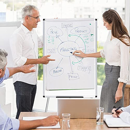 VIZ-PRO Whiteboard Easel, 36 x 24 Inches, Portable Dry Erase Board Height Adjustable With Flipchart Pad - size: 36 x 24 Inches - With Flipchart Pad