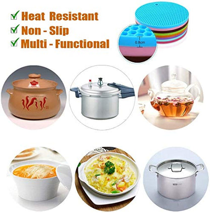 5 Pack Extra Thick Silicone Trivets Heat Resistant Pot Holder and Oven Mitts,Trivets for Hot Dishes,Nonslip Insulation Honeycomb Rubber Hot Pads for Countertop,Multi-Purpose & Flexible Mats,BK - color: Black