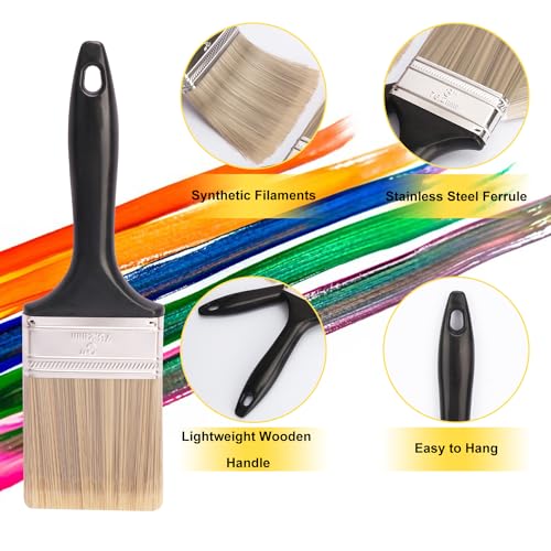20 Pack 3 Inch Flat Paint Brushes, A Professional Range of Wall Paint Brushes for Your Home or DIY Paint,Furniture,Deck,and Wall Trim KUKLIPJIM - size: 20 Pack 3 Inch