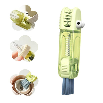 Moonboat 3 in 1 Cup Lid Cleaning Brush, 2024 New Portable Crevice Cleaning Brush Set for Baby Bottle Gap Tight Spaces Cup, Rotatable Cup Lid Cleaner Cup Mouth Scrubber, B-green - color: B-green