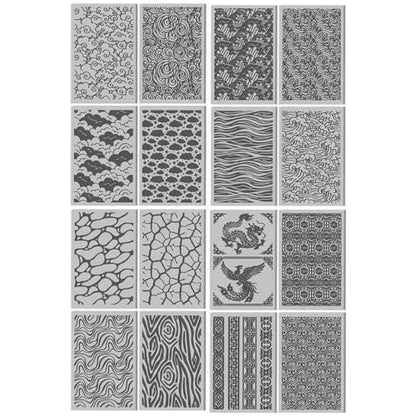 16 Pcs Ocean Waves Pattern Polymer Clay Texture Sheet Natural Clouds Patterns Rubber Clay Texture Mat for Polymer Clays Making Earrings Jewelry DIY Crafts, 4 × 2.5 Inch