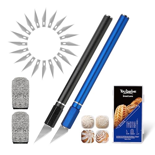 Upgraded Bread Lame 2-Pack, Professional Sourdough Scoring Tool with 20 Stainless Blades, Non-Slip Ergonomic Grip & Storage Case, Bread Scoring Tool for Home Bakers & Artisan Bread Making