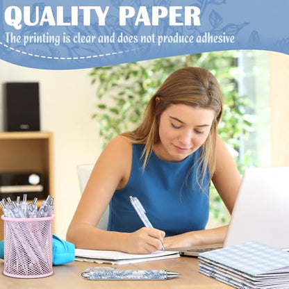 Motiskyy 24 Pcs Hydrangea Blue and White Floral Journal Pens Pastel Floral Patterns Ballpoint Pens Grandmillennial Aesthetic Notepads Set Line Notebook for Employee Gift Student School Office Supplies - style: Blue and White Floral