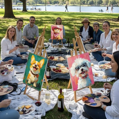 Cholemy 36 Pcs Paint and Sip Kit for Adults 8''x10'' Pre Drawn Canvas for Painting DIY Afro Acrylic Painting Kit Wood Easel Brushes Date Night Bulk for Summer 4th of July Party Gift(Animal) - style: Animals