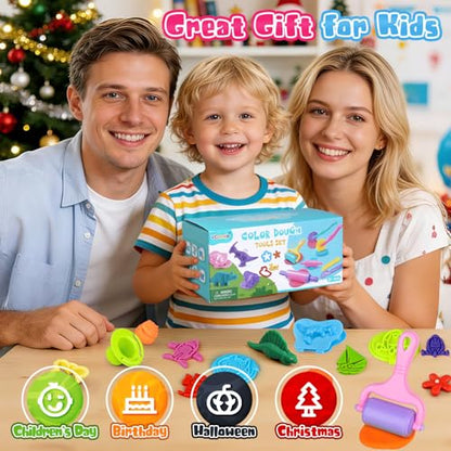 Dough Tools Set, 34 Pcs Dough and Clay Accessories with Stamp, Cutters, Dino Maker, Animals Molds, Rolling Pins, Modeling Clay Play Tools Kit for Boys Girls