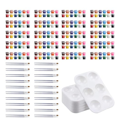 300 Pcs Mini Acrylic Paint Strips Set, 20 Pack 3ml 12 Colors Paint Bulk with 40pcs Brushes and 20 pcs Palettes, Adult Paint Set Waterproof Acrylic Paint Kit for Art Supplies