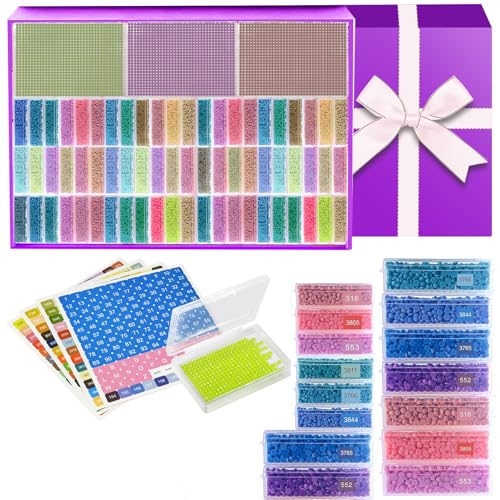 Qlonry 80Pcs Upgrade Diamond Art Storage Trays Convex Point Bottom Design Diamond Painting Trays with Lids 2-in-1 Diamond Art Accessories for DIY Gift - color: Purple, size: 001