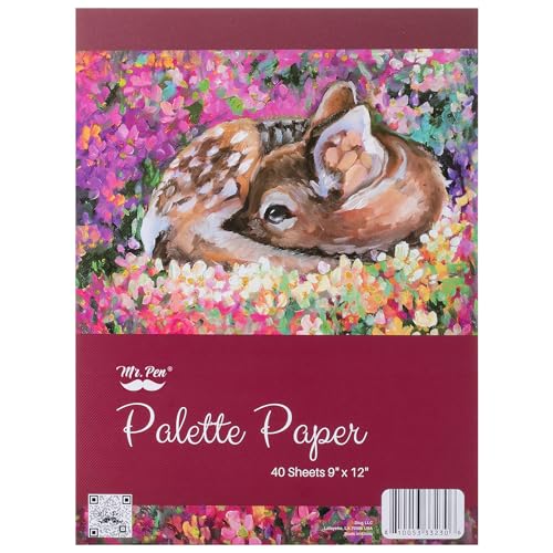 Mr. Pen- Disposable Paint Palette Paper Paint Pad, 9"x12", 40 Sheets | Acrylic Paint Paper, Suitable for Watercolor, Gouache, Acrylic and Oil Paints, Tear-Off Palette Sheets for Painting - size: 9" x 12", 1 Pack
