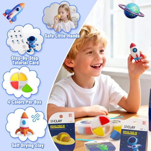 LOUFOR Air Dry Clay Kits - Modeling Clay for Kids, Ultra Light & Soft, Safe & Non-Toxic, 12 Boxes DIY Model Magic Clay with Sculpting Tools & Tutorials, Creatible Art Crafts Toys Gifts Boys Girls - color: #05-Children's Drem Star
