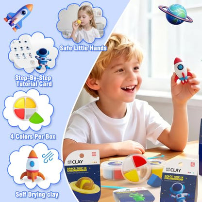 LOUFOR Air Dry Clay Kits - Modeling Clay for Kids, Ultra Light & Soft, Safe & Non-Toxic, 12 Boxes DIY Model Magic Clay with Sculpting Tools & Tutorials, Creatible Art Crafts Toys Gifts Boys Girls - color: #05-Children's Drem Star