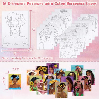 16 Pcs Pre Drawn Canvas for Painting for Adults Sip and Paint Kit Pre Printed Canvas to Paint DIY Art Party Supplies Girls Night Date Night (Flower Girl, 8x10 in) - size: 8x10 in, style: Flower Girl
