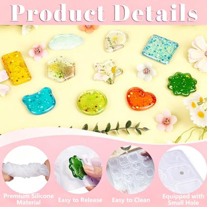Keychain Silicone Mold, Keychain Resin Mold with Key Ring Accessory, Epoxy Resin Jewelry Molds for DIY Keychains, Necklace, Pendant - color: Keychain-A