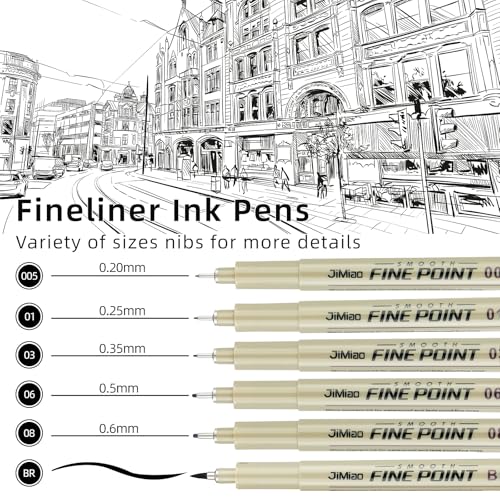 Qionew Micro Fineliner Pens, 6 Pack, Black Fineliners, Multiliner Pen Fine Line Waterproof Ink Set, Study Supplies, artist illustrations, sketches, Bible diaries, Black Art Pens - size: 6Size