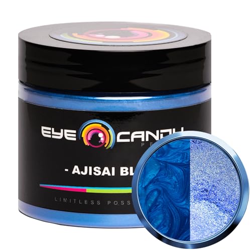 Eye Candy Pigments Premium Blue Mica Powder - Ajisai Blue (50gr) - for Epoxy, Resin, Soap, Paint, Woodworking, Acrylic Pouring, Bath Bombs, Fishing Lures - DIY Arts and Crafts Additive - color: Ajisai Blue