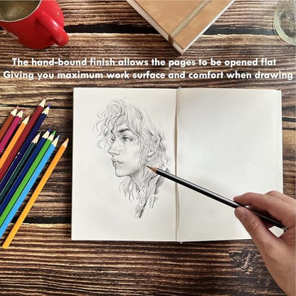 tumuarta Deckle Edge Paper Sketchbook, 92 LB, 150 GSM, 80 Sheets Mixed Media Paper, Acid Free, Handmade Journal Hardbound Sketch Book for Pencil, Ink, Markers, Acrylic and More (6" X 6") - size: 6" X 6"