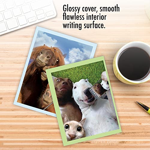 Best Card Co 10 Adorable Note Cards Blank (4 x 5.12 Inch) Wildlife and Animal Cards, Assorted Boxed Set Animal Selfies for Animal Lovers M2373OCB-NB - style: Animal Selfies