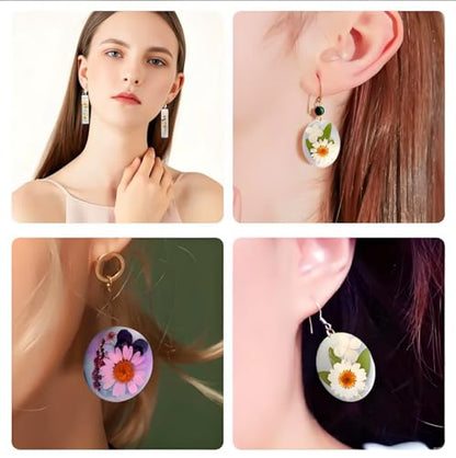 Resin Earring Molds,Resin Jewelry Molds with 10 Packs Variety Shape Resin Molds Silicone,Earring Silicone Molds for resi n Pendant, Earrings,Keychains(Included 40Pcs earringhooks) DIY Gift - color: Earring Molds