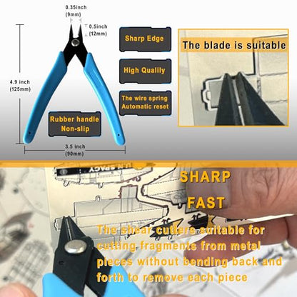 Metal Puzzle Tool Kit,3D Metal Puzzle for Adult Tool Set,Metal Earth Tool Kit Including Plier Bending Assist Tab Edge Cylinder Cone Shape Tools, File and Anti Slip Rubber Tweezers