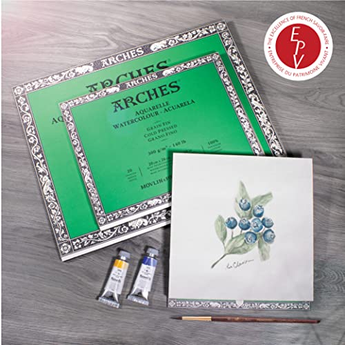 Arches Aquarelle Watercolor Block, Cold Pressed, 140lb/300gsm, 20 Sheet, 5.9x11.8 inch, Arches Watercolor Paper 100% Cotton