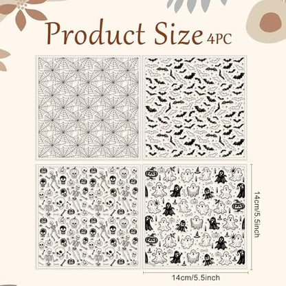 CHGCRAFT 4 Pcs Polymer Clay Texture Sheets Ghosts Silicone Texture Stamp Skeletons Clay Texture Mat Modeling Pattern Pad Sheets for Jewelry and Earrings Tools, 5.5x5.5 inch - style: Ghosts