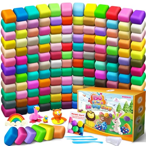 ESSENSON Air Dry Clay 150 Colors, Modeling Clay for Kids, DIY Molding Magic Clay for with Tools, Toys Gifts for Age 3 4 5 6 7 8+ Years Old Boys Girls Kids | DIY Molding Magic Clay, Includes Tools, Toys Gifts for Age 3 4 5 6 7 8+ Years Old Boys Girls - col