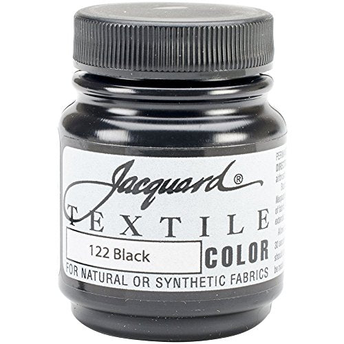 Jacquard Textile Color Black - Permanent Fabric Paint for Clothes, Furniture Upholstery, Shoes or Tote Bags – Indoor & Outdoor 2.25 Oz Jar, Upholstery - color: Black, size: 2.25 Fl Oz (Pack of 1)