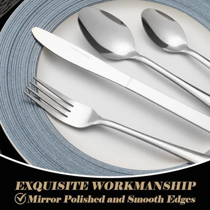 120PCS Windsor Silverware Set - Stainless Steel Silverware Set for 24 Kitchen Flatware Set Cutlery Set For Home Restaurant Hotel, Kitchen Dishwasher Safe Utensils Set Weddings, Parties, Gifts - size: 120PCS Flatware Set
