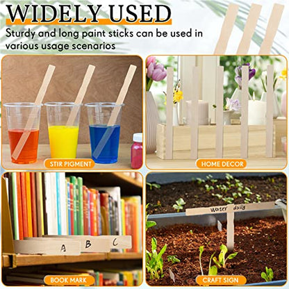 Juexica 200 Pieces Paint Stir Sticks Bulk 12 Inch, Wooden Paint Sticks Wood Mixing Stirrers for Library Markers or Garden Plant Labels, Mixing Stirrers for Kids Adults DIY Craft, Resin