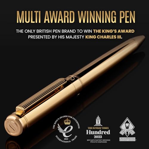 Scriveiner Gold Ballpoint Pen - Stunning Luxury Pen, Real Gold Plating, Schmidt Black Refill, Best Ball Pen Gift Set for Men & Women, Professional Executive Office, Nice Fancy Designer Pens - color: 3. Gold