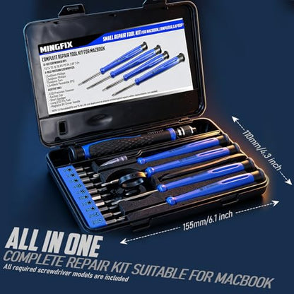 Repair Tool Kit for Apple Macbook,MINGFIX Macbook Pro/Air Screwdriver Set with P2 P5 P6 Pentalobe,T3 T4 T5 T6 T8 Torx,Ph000 Ph00 Ph0 Phillips & Y0 Screwdrivers for Teardown,Opening,Screen Replacement - style: 20 in 1