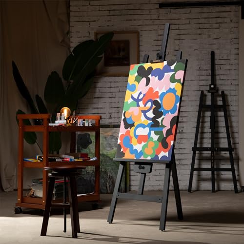 MEEDEN Black Easel for Painting: A Frame Wood Easel for Adults Artists Display Sign- Holds Canvas up to 48"