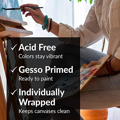 HIPPIE CRAFTER 20 Pack Paint Canvases for Painting, 8x10 Blank Art Canvas Panels, Flat Canvas Boards for Acrylic, Oil, and Mixed Media, Small Canvases for Painting Projects and Art Supplies - size: 8 x 10