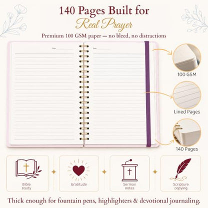 Hardcover Blank Christian Notebook – 140 Pages - Matthew 17:20 | Lined Pages with Bible Verse Cover – Inspirational Writing Spiral Notebook for Bible Study, "Faith Can Move Mountains", Pink - color: Faith_Pink