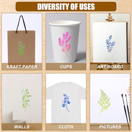 18 Sheet Flower Stencils for Painting, 5.9x2.95in Floral Stencils Reusable Leaf Vine Stencils Waterproof Wildflower Art Drawing Templates for DIY Crafts Wood Walls Canvas Home Decor
