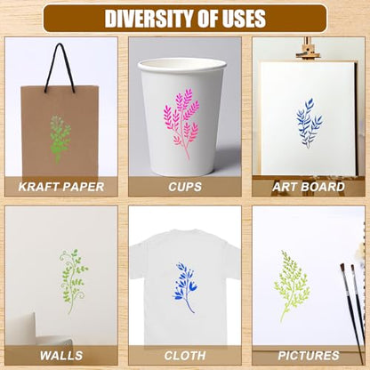 18 Sheet Flower Stencils for Painting, 5.9x2.95in Floral Stencils Reusable Leaf Vine Stencils Waterproof Wildflower Art Drawing Templates for DIY Crafts Wood Walls Canvas Home Decor