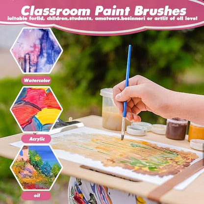 110Pcs Paint Brushes Bulk Small for Kids - Fine Detail Set for Classroom, Model, Canvas, Face, Nail Art, Acrylic, Watercolor, and Craft Supplies - style: Fine Paint Brushes