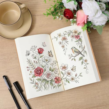 moheaaei 8 Pcs Blank Notebook, A5 Size Hardcover Sketchbook Blank, 5.5 x 8.25 Inches 128 Sheets/256 Pages Premium Paper Sketch Pad for Drawing Travelers Journal Books Art Office Supplies