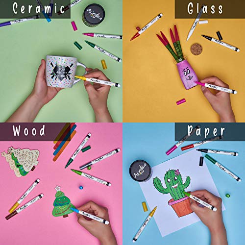 Acrylic Paint Markers Set of 30 Paint Pens – Fine Tip for Rock, Fabric, Wood, Ceramic, Glass & Canvas – Permanent Art Supplies for Kids & Adults - size: Fine Tip (Pack of 30)