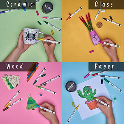 Acrylic Paint Markers Set of 30 Paint Pens – Fine Tip for Rock, Fabric, Wood, Ceramic, Glass & Canvas – Permanent Art Supplies for Kids & Adults - size: Fine Tip (Pack of 30)