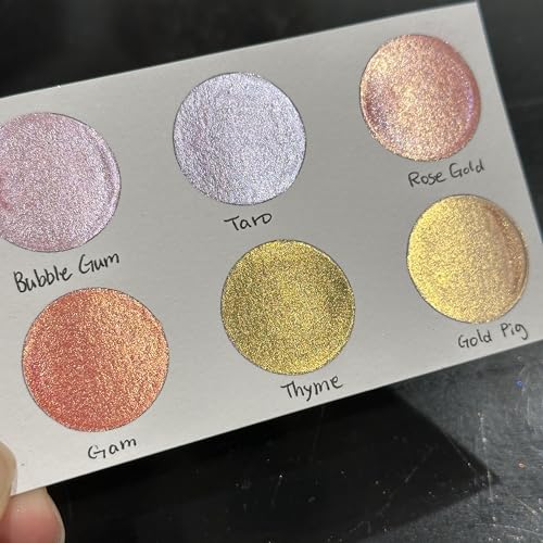 IUILE Handmade Watercolor Paints - Pink Gold Half Pan Set (6 colors) - color: Pink Gold