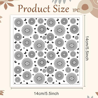 CHGCRAFT Sunflowers Polymer Clay Texture Sheets Butterfly Silicone Texture Stamp Love Heart Clay Texture Mat Modeling Pattern Pad Texture Sheets for Jewelry and Clay Earrings Tools, 5.5x5.5 inch - style: Butterfly and Sunflower