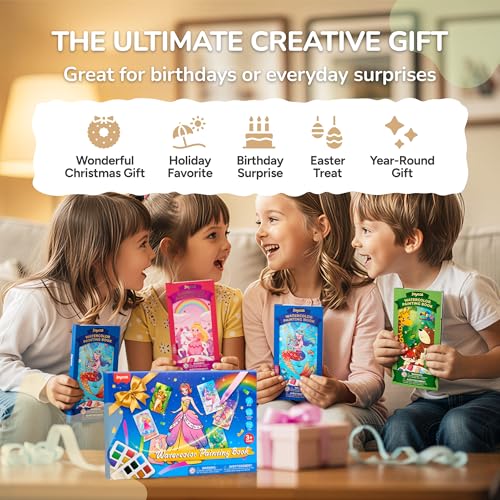 JoyCat 3 Pack Pocket Paint with Water Coloring Books for Kids, Art & Craft Activity Toy Set, Creative Travel & Home Painting Kit, Gifts for Girls & Boys Ages 3-8 (3 Pack - Magical Pony & Ocean Princess & Animals) - style: 3 Pack - Magical Pony & Ocean Pri