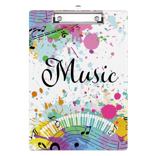 Colorful Music Note Clipboard Decorative Clip Board with Metal Clip A4 Standard Size 12.5" X 8.7" for Teacher Students Nurses Office - color: Colorful Music Note