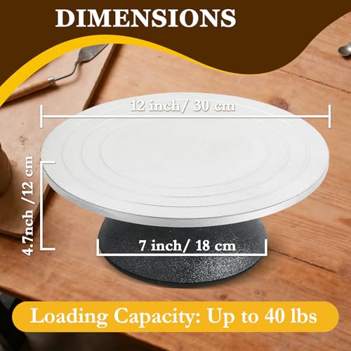 MAOPINER 12 inch Diameter Sculpting Wheel | Heavy Duty Turntable Pottery Sculpting Wheel | All Cast Iron Metal Construction Joint with Ball Bearings - size: 12 inch